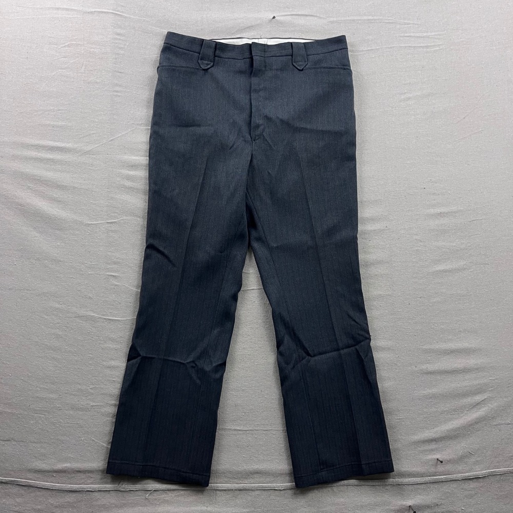 70s Dee Cee Brand Ranch Wear 35x29 Grey Red Pinstripe Pants‎ Western Scovill Zip